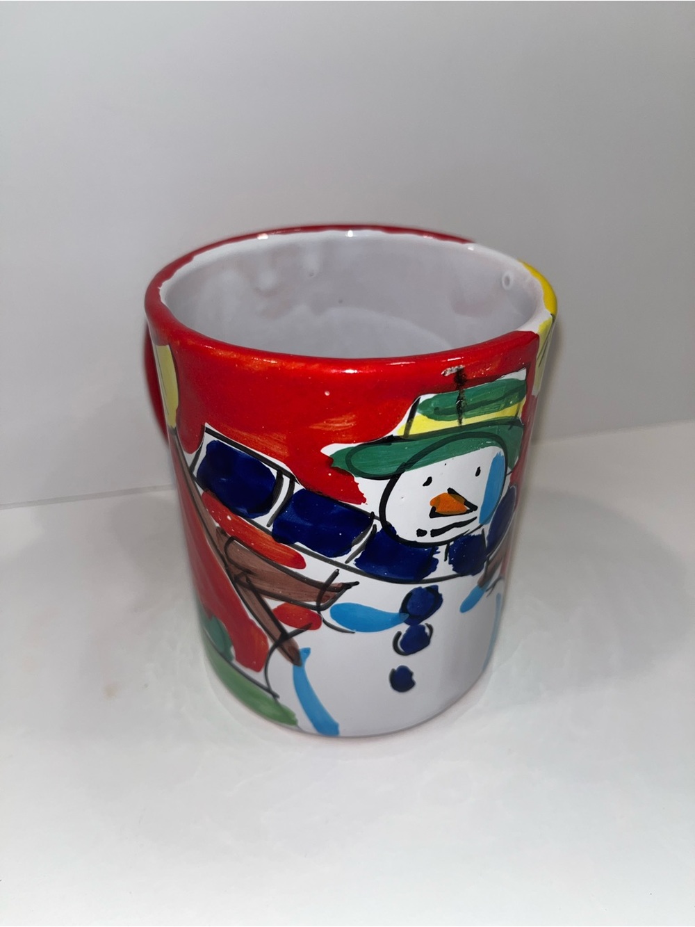 Vintage Christmas Cup Mug La Musa Snowman Hand-painted Ceramic Made In Italy